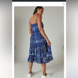 Luckybrand patchwork printed midi dress